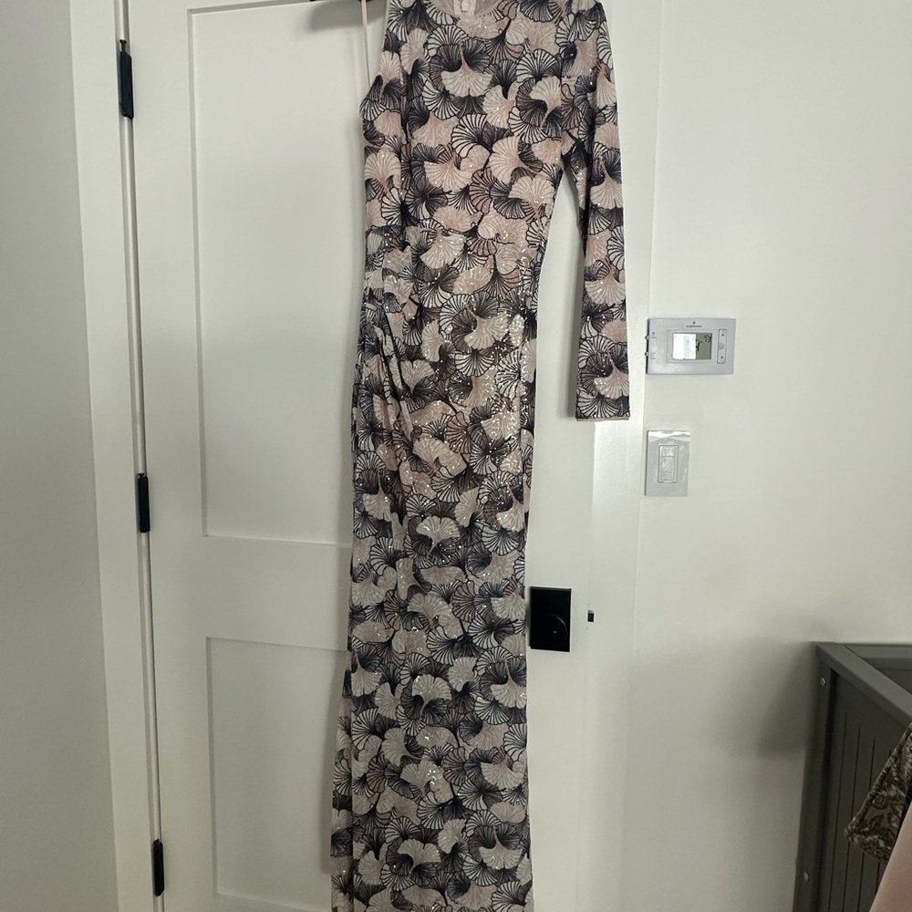 BCBGMaxAzria Cream and Black Patterned Dress